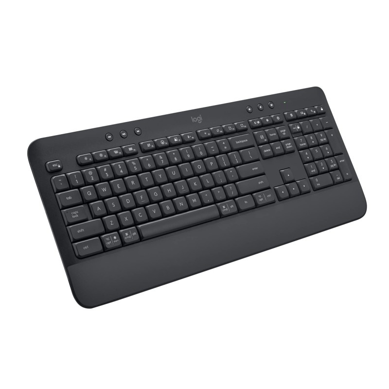 Logitech Signature K650 Comfort Full-Size Wireless Keyboard with Wrist Rest, BLE Bluetooth or LogBolt USB Receiver, Soft-Cushioned Keys, Keypad, Compatible with Most OS/PC/Window/Mac..